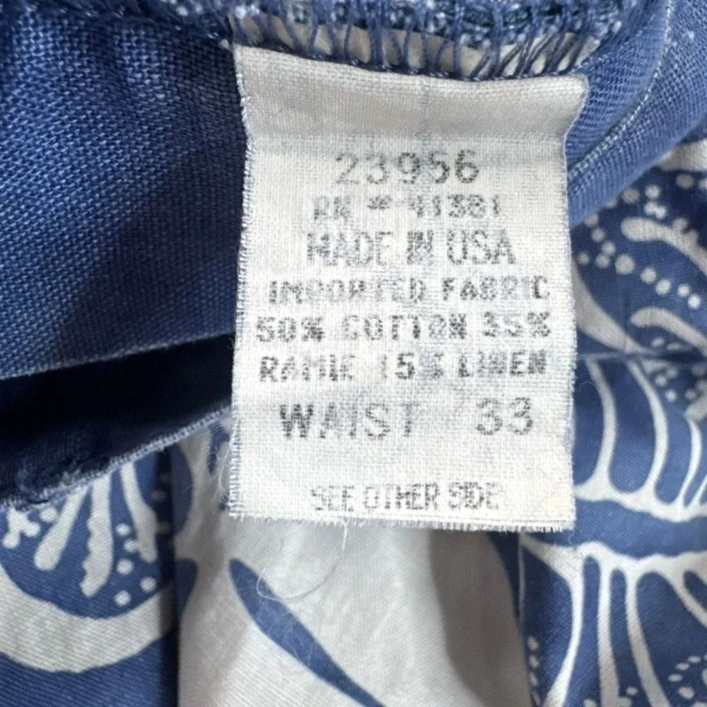 Vtg Polo Ralph Lauren Shorts Mens 33 Blue Tropical Hawiian Pleated Linen‎ USA